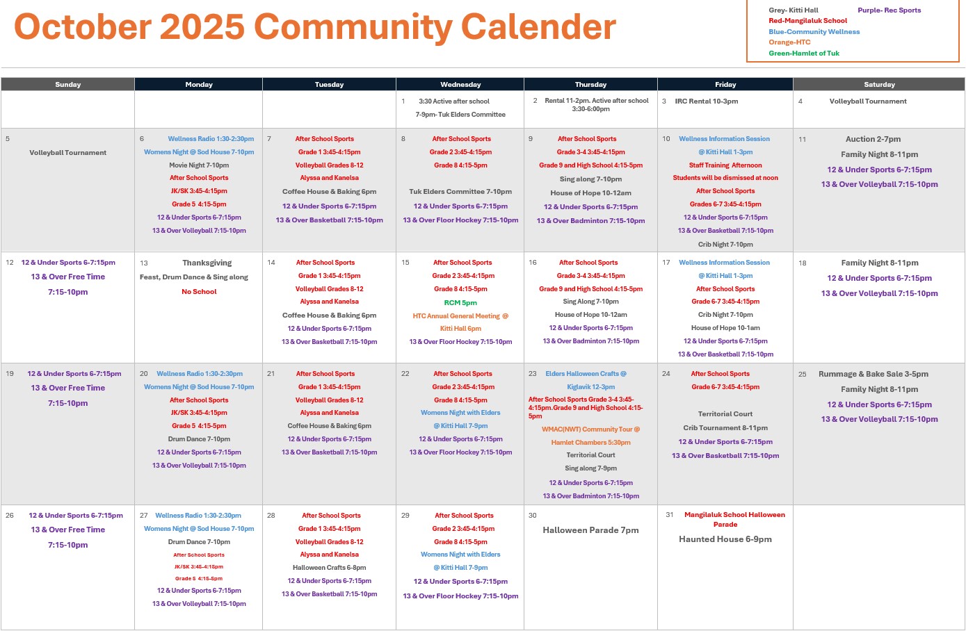 comm calendar